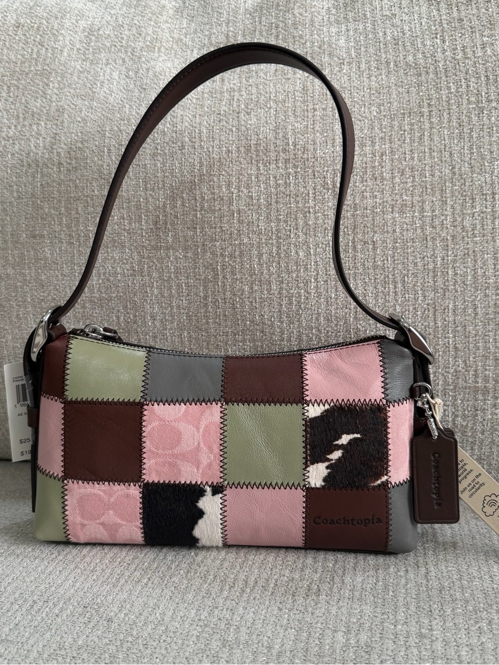 Coachtopia Patchwork Small Alter Ego Leather Shoulder Bag in Pink, Olive & Brown